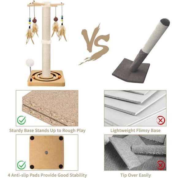 New 25in Cat Scratching Post Tree with Ball Track & Hanging Toys for Indoor Cats - Picture 4 of 7